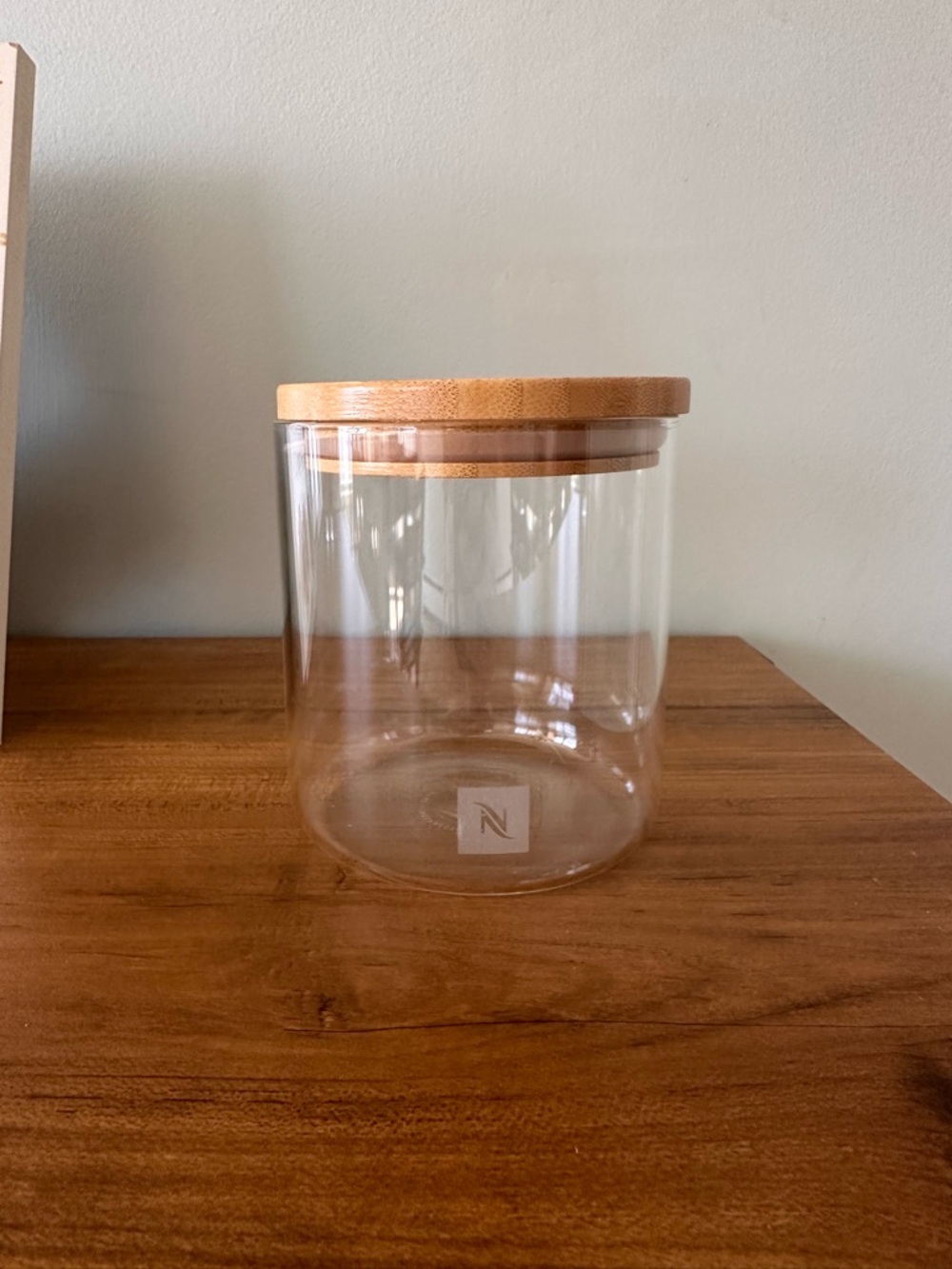Nespresso Clear Glass Storage Jar with Bamboo Lid